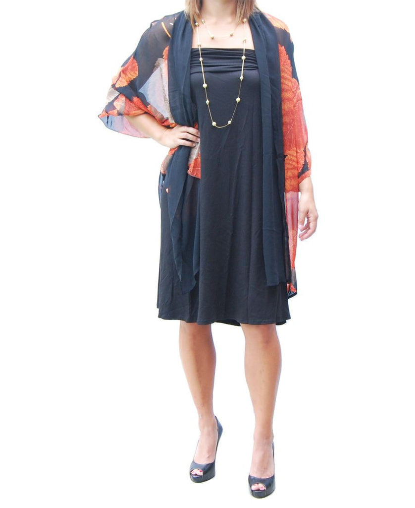 Cardigan Kimono Floral Orange Brown Autumn Leaves