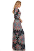 Maxi Dress with Sleeves Crystal Paisley Black
