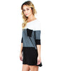Tunic Top Casual Dress Oversized Round Neck Long Sleeve Charcoal Black White S