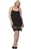 Plus Size Full Slip Dress with Lace Details Black