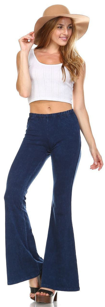 Bell Bottoms Yoga Pants Denim Colored Blue