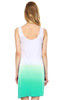 Dip Tie Dye Dress Tank Sleeveless Mini Dresses Seafoam Green White