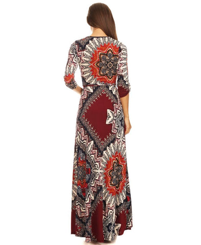 Maxi Dress with Sleeves Malnative Maroon