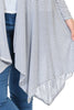 Plus Size Open Drape Flyaway Long Cardigan White Blue