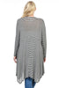 Plus Size Open Drape Flyaway Long Cardigan Gray Black
