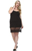 Plus Size Full Slip Dress with Lace Details Black