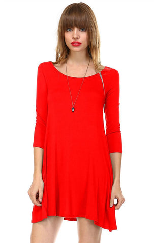 Strappy Back Dress Sleeveless and 3/4 Sleeve Red Orange