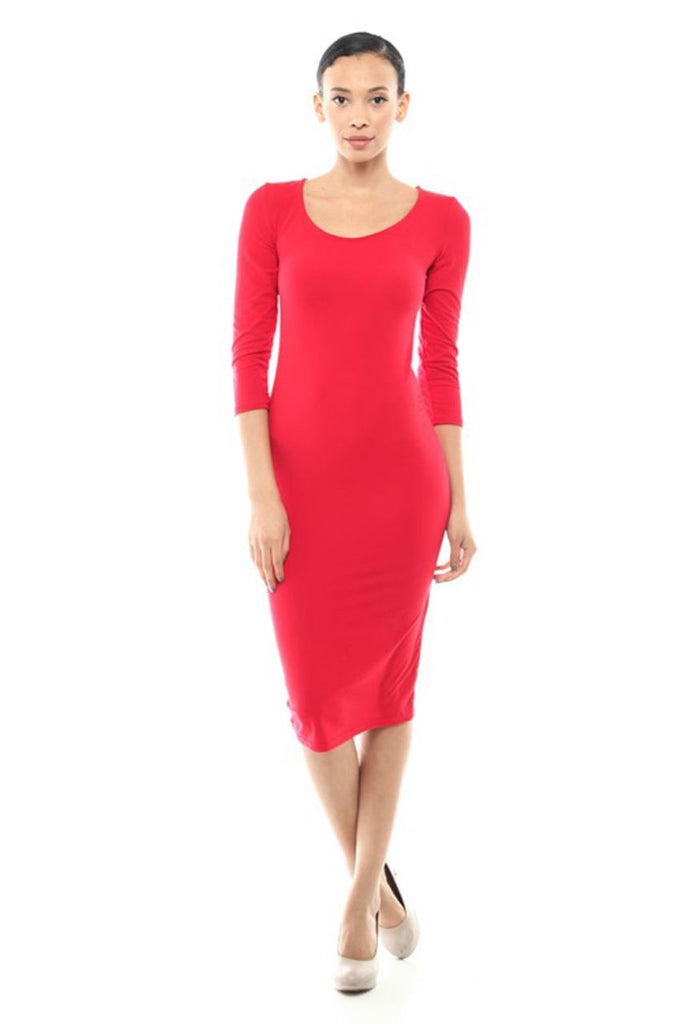 Casual Dress Dress Midi Round Neck Red