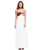 American Flag Dress Strapless Elegant American Flag Bust Off White