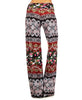 Foldover Palazzo Pants Bohemian Floral Brown Red