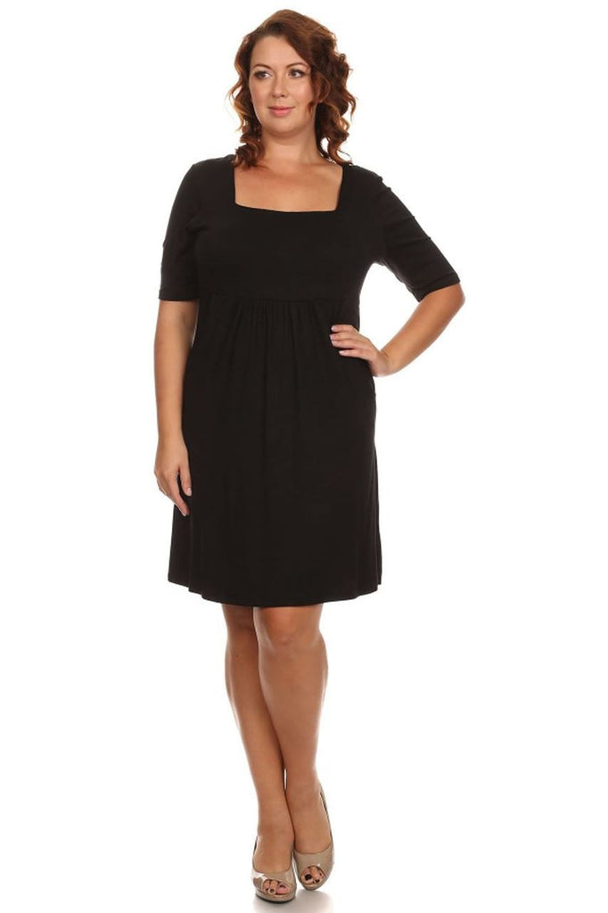 Plus Size Dresses with Sleeves with Pockets Black