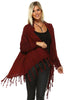 Cowl Aztec Cardigan Tribal Sweater Ponchos Burgundy Wine