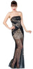 Strapless Sequin Prom Dress with Black and Gold Mesh Overlay PLUS