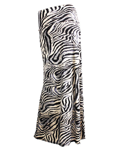 Black Silver Tiger Foldover Maxi Skirt