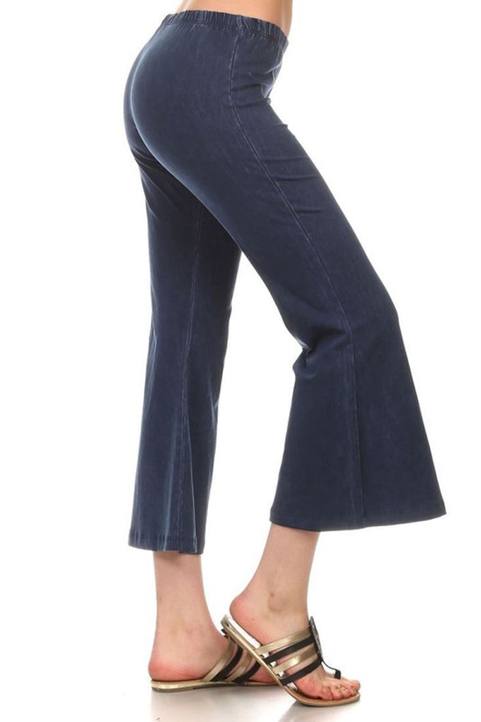 Cropped Capri Pants High Waist Flare Denim Yoga Pants Blue