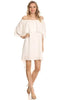 Off Shoulder Hi Low Short Sleeve Resort Mini Dress White