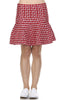 Pleated Skirt with High Waisted Skater Flare Checkered Red