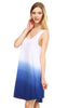 Dip Tie Dye Dress Tank Sleeveless Mini Dresses Seafoam Indigo White