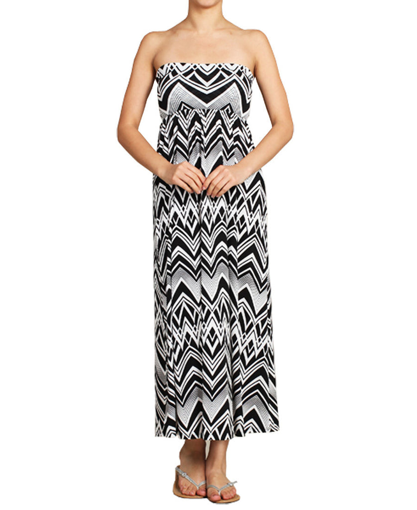 Maxi Skirt Convertible Dress Black White Tribal