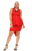 Plus Size Sleeveless Peplum Short Bodycon Dress Red