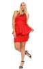 Plus Size Sleeveless Peplum Short Bodycon Dress Red