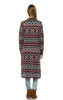 Long Aztec Cardigan Tribal Sweater Holiday Isle Pattern Red Gray