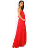 Bow Tie Chest Ruffle Maxi Dress Coral