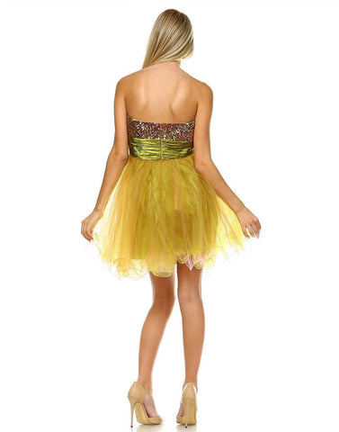 Sequin  Cocktail Babydoll Party Dress with Florette Green PLUS