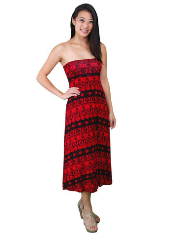 Maxi Skirt Holiday Flower Red Black