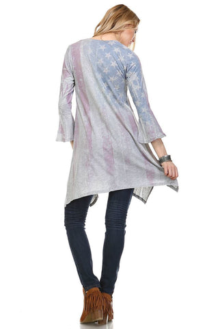 American Flag Dress Tunic Sublimation Faded Flag Gray