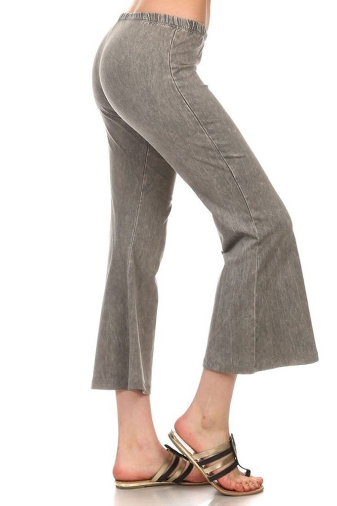 Cropped Pants High Waist Flare Denim Taupe Gray