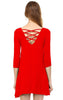 Strappy Back Dress Sleeveless and 3/4 Sleeve Red Orange
