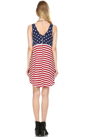 American Flag Dress Navy Star Collar V Red White Stripes 1