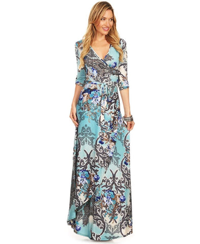 Maxi Dress with Sleeves Bombshell Blue One