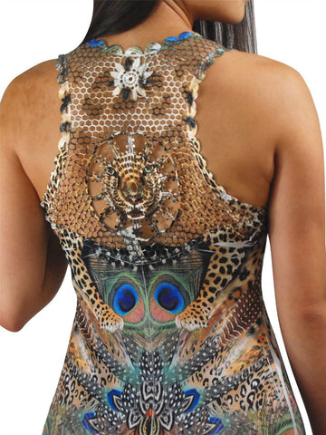 Premium Sleeveless Sublimation Maxi Dress Leopard Multi Color