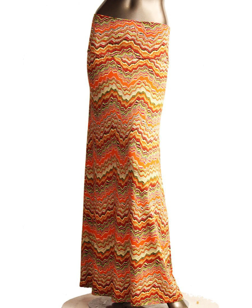 Wave Haze Orange Foldover Maxi Skirt