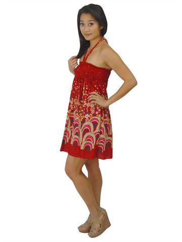 Red Mini Floral Elastic Band Top Sundress