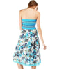 Blue Detailed Strapless Floral Paisley Boho Sun Dress