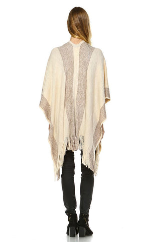 Regular and Plus Size Aztec Tribal Poncho Capes Wrap Beige