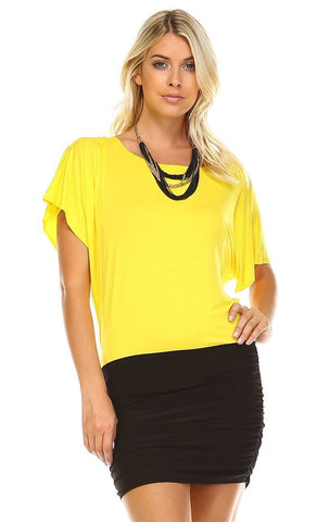 Loose Top Bodycon Skirt Mini Dress Yellow Black