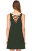 Strappy Back Dress Sleeveless and 3/4 Sleeve Olive Green