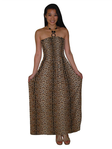 Silky Strapless Dress Cheetah Leopard Brown Tan Black Gold