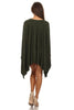 Ponchos Asymmetrical Tunic Top Olive Green One Size