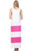 Racerback Maxi Dress Sleeveless White Pink