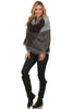 Black Gray Viscose Wool Blanket Cardigan Poncho One Size