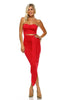 Strapless Bodycon Maxi Club Dress Ruched Detail with Cutout Red