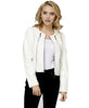 Womens Stylish White 3 Zipper Faux Leather Jacket
