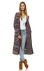 Long Aztec Cardigan Tribal Sweater Holiday Isle Pattern Red Gray