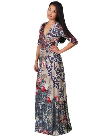 Maxi Dress with Sleeves Bombshell Red Three