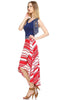 Red White Striped 3 Navy Shoulder Bow Maxi Dress